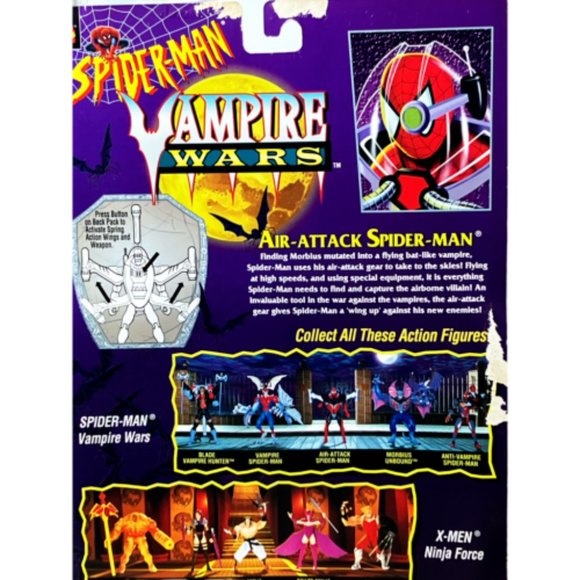 1996 Marvel Figure SpiderMan Vamp Wars-Wing AIR Attack Back Pack Missal Launcher - Picture 3 of 9